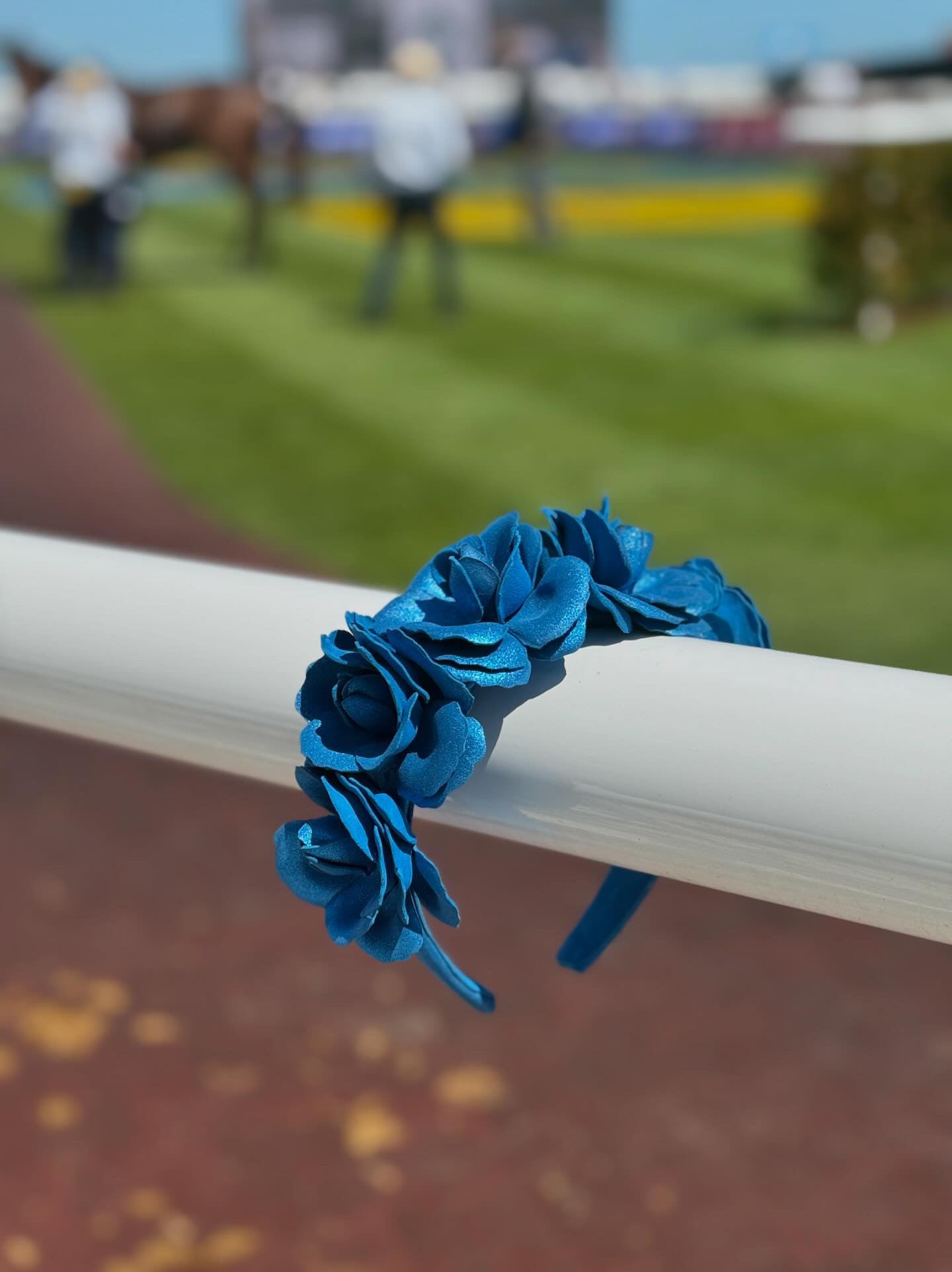 Blue Leather Roses Headpiece