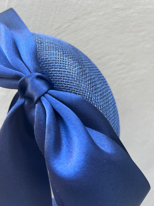 navy blue headband with navy ribbon bows