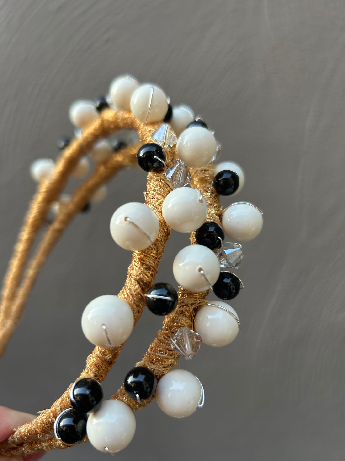 Black & White Swarovski Pearl Headpiece