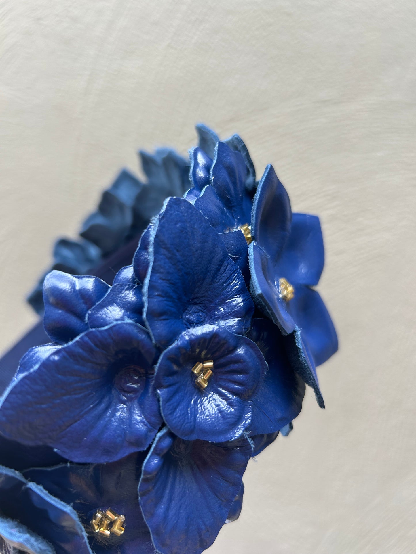 Navy Blue Leather Meadow Headpiece