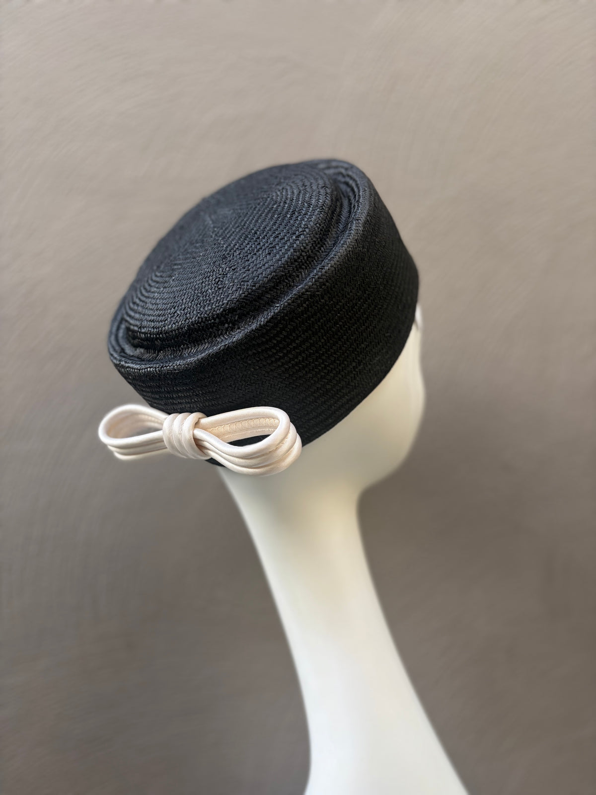 Black Straw Pillbox