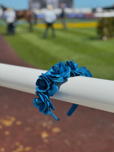 Blue Leather Roses Headpiece