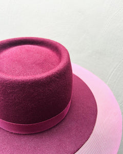 Berry Coloured Felt Boater Hat