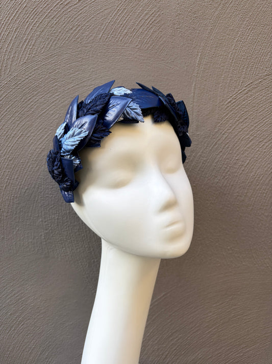 Blue Leather Leaf Headpiece