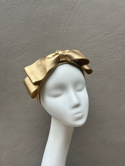 Gold Leather Bow