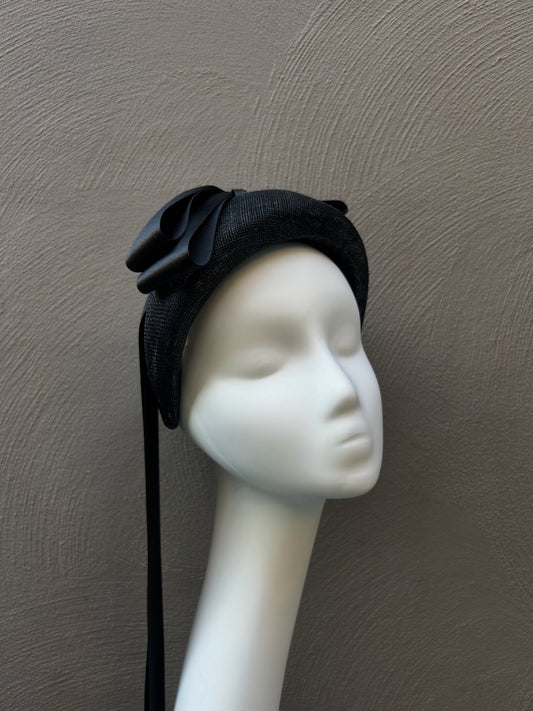Derby Day Headband – Black Bow Headpiece in Premium Straw