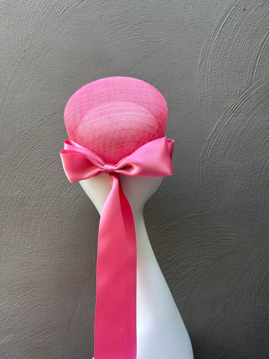 Rose Pink Pillbox in Premium Straw