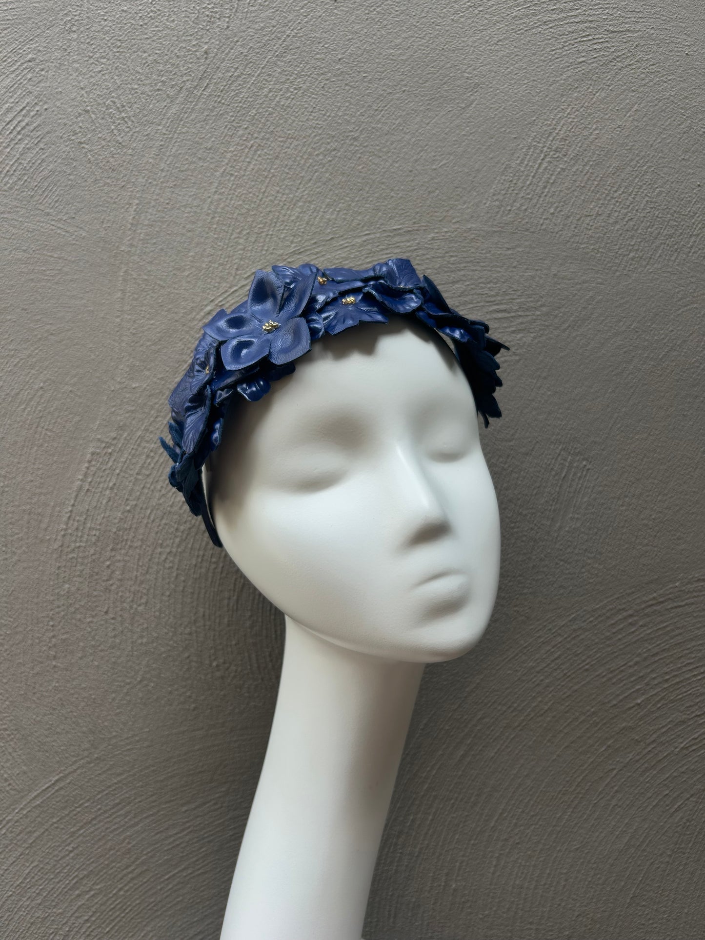 Navy Blue Leather Meadow Headpiece