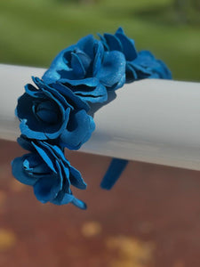 Blue Leather Roses Headpiece