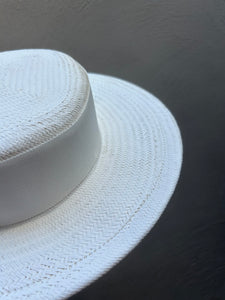 White Straw Boater Hat