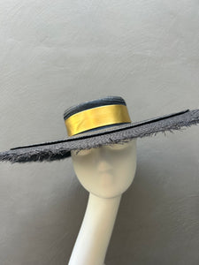 Black Straw Boater Hat