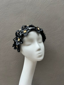 Black Leather Wildflowers Headpiece