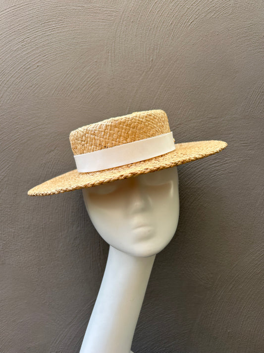 Natural Straw Boater Hat | Spring Racing Edition