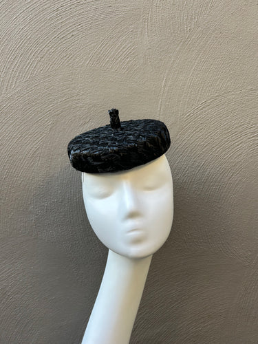 Black Vintage Straw Pillbox