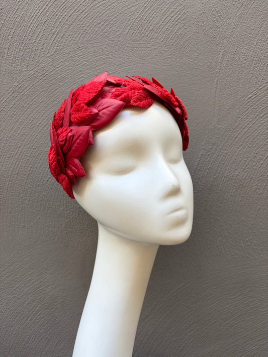 Red Leather Leaf Headpiece
