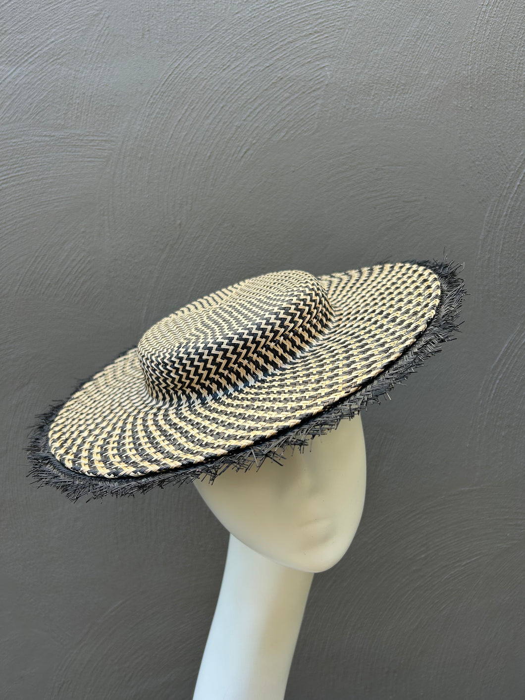 Black Chevron Boater Hat