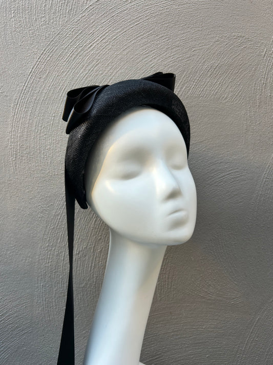 Derby Day Headband – Black Bow Headpiece in Premium Straw