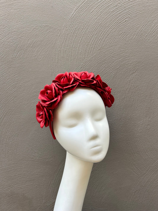 Red Leather Roses Headpiece