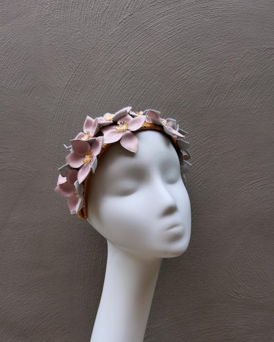 Pale Pink Leather Wildflowers Headpiece