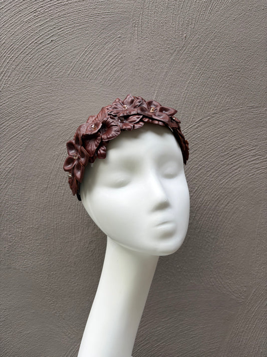 Chocolate Leather Meadow Headpiece