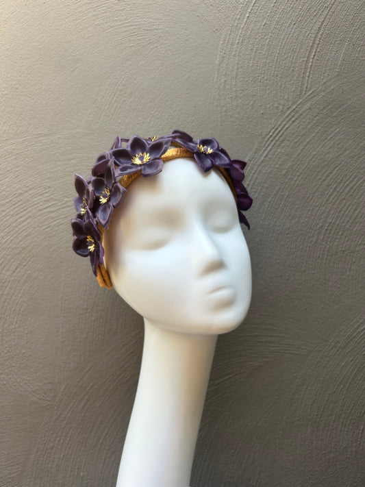 Purple Leather Wildflowers Headpiece