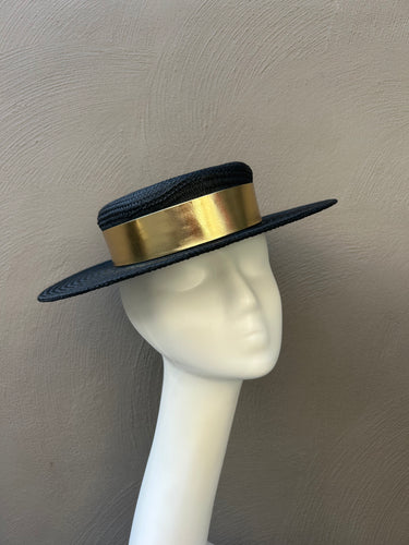 Black Straw Boater Hat