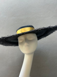 Black Straw Boater Hat