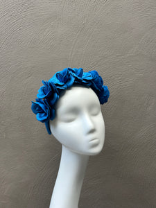 Blue Leather Roses Headpiece