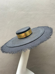 Black Straw Boater Hat