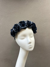 Load image into Gallery viewer, Navy Leather Roses Headpiece