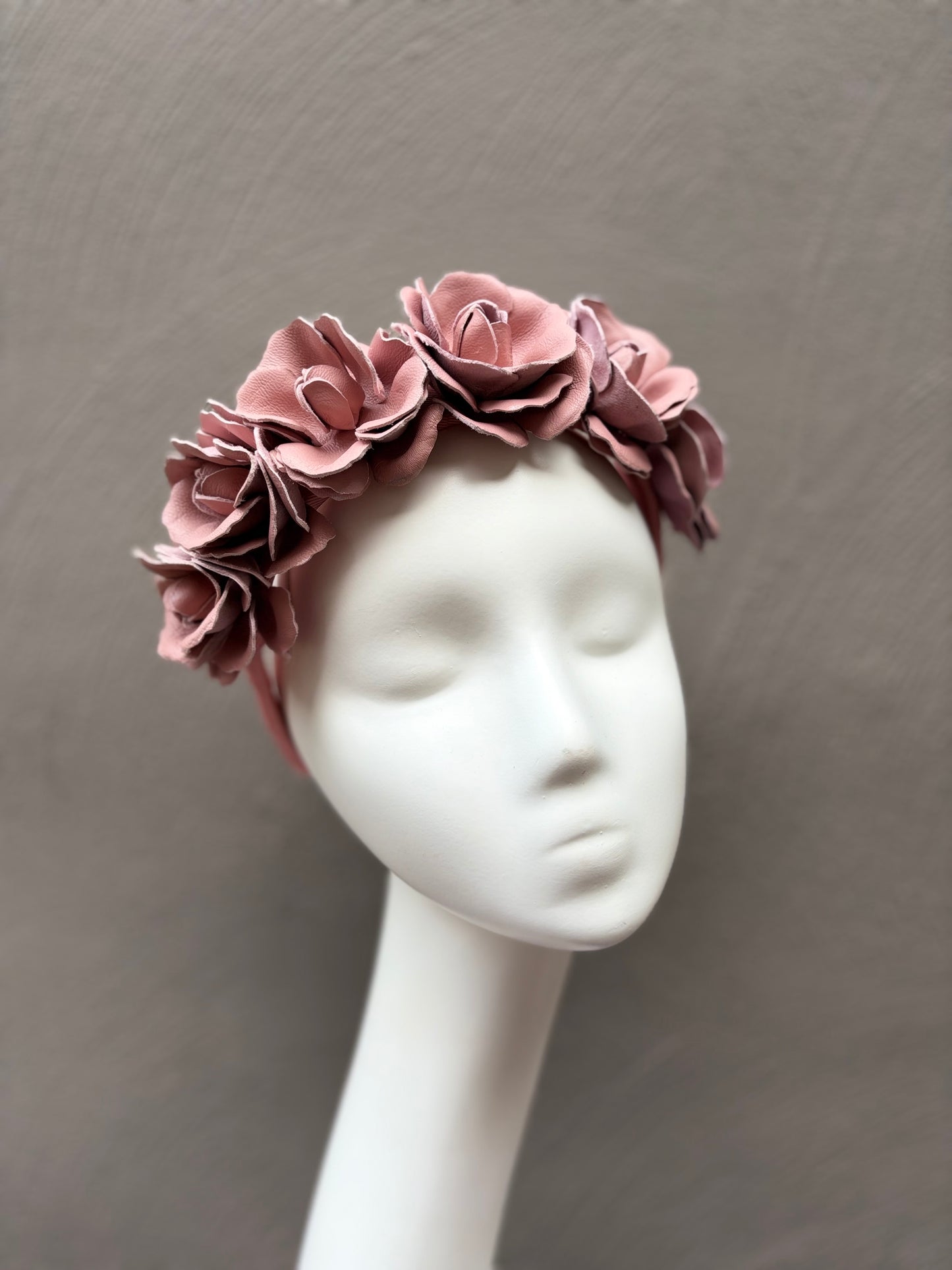 Blush Pink Leather Roses Headpiece