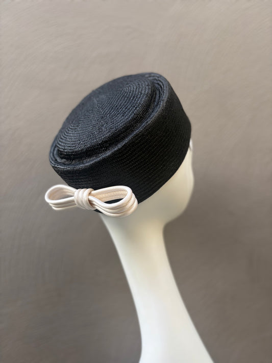 Black Straw Pillbox