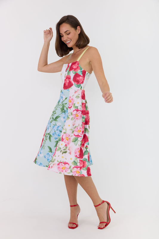 floral dress with red rose print