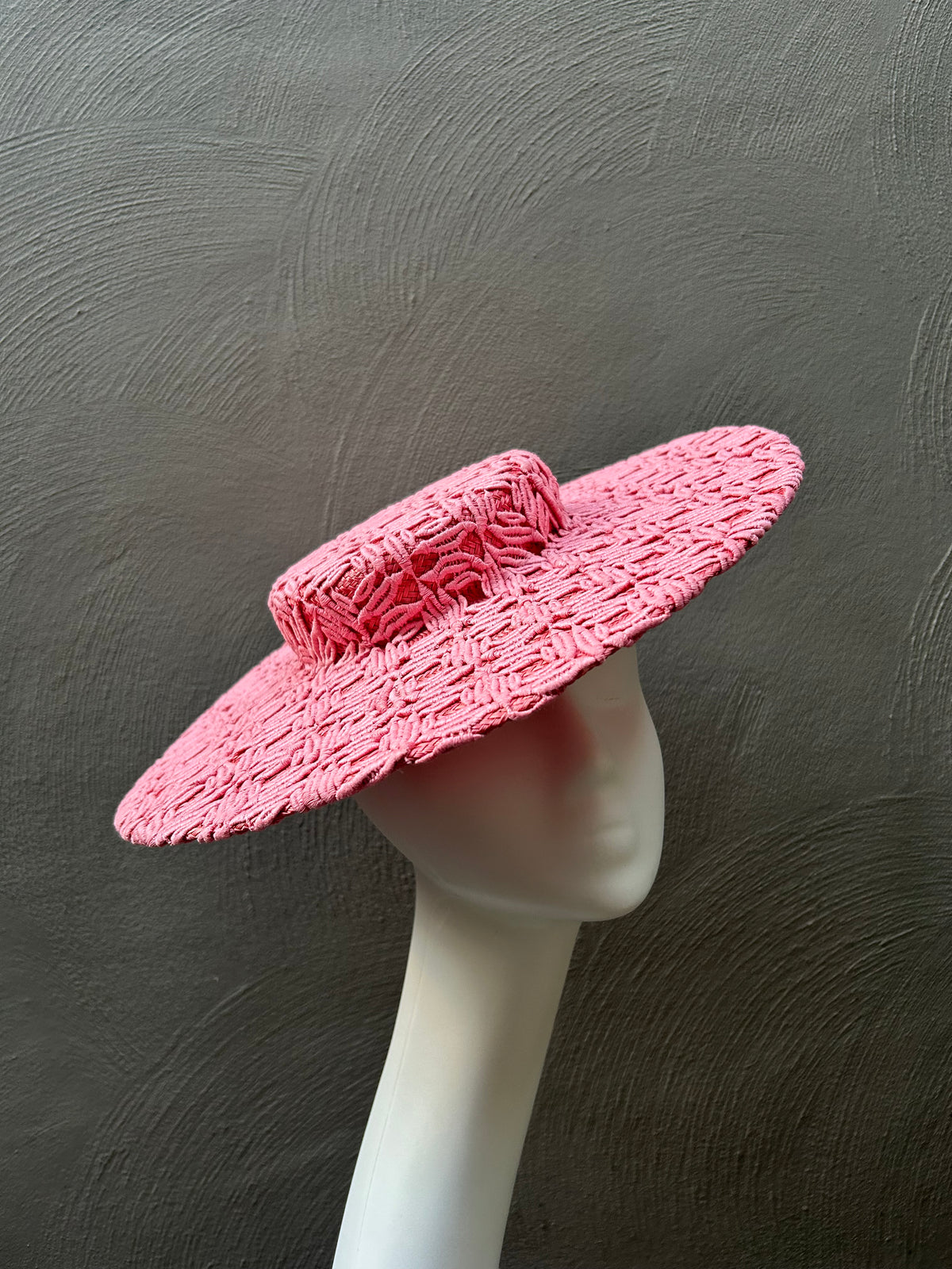 pink lace boater hat